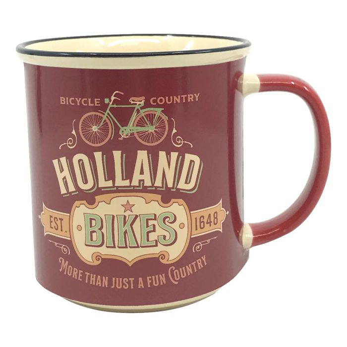Beker vintage Holland "Bicycle Country"  - Groot