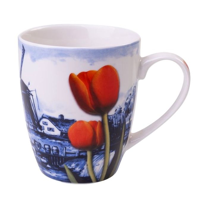 Mok molen met rode tulp, groot