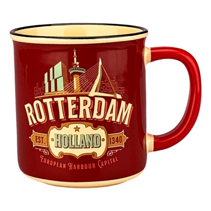 Beker Vintage City Rotterdam Rood - Klein 