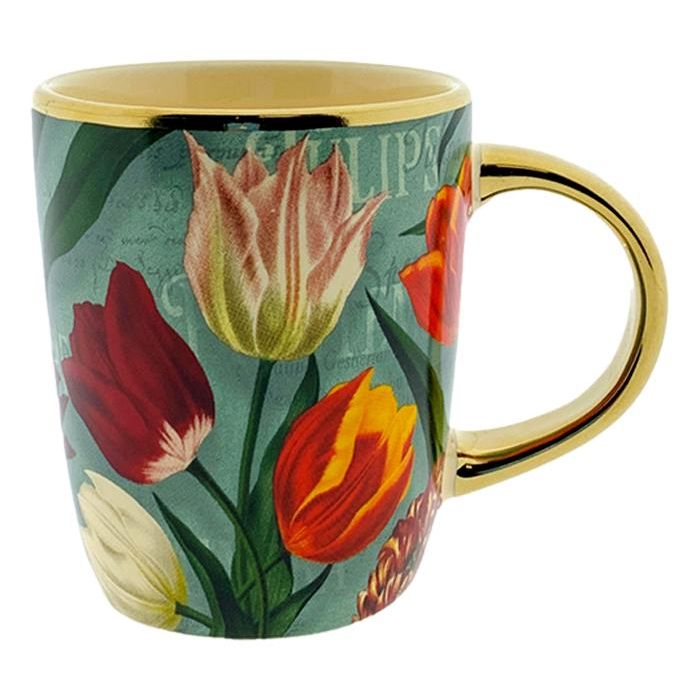 Beker Pretty Tulips groen/goud klein