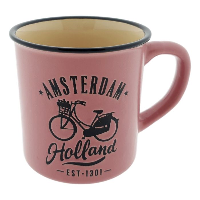 Mok "Amsterdam Fiets Roze " - Groot