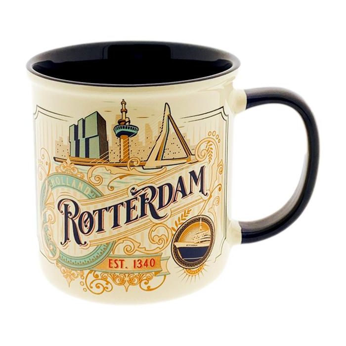 Beker Vintage Rotterdam Iconen Wit - Groot