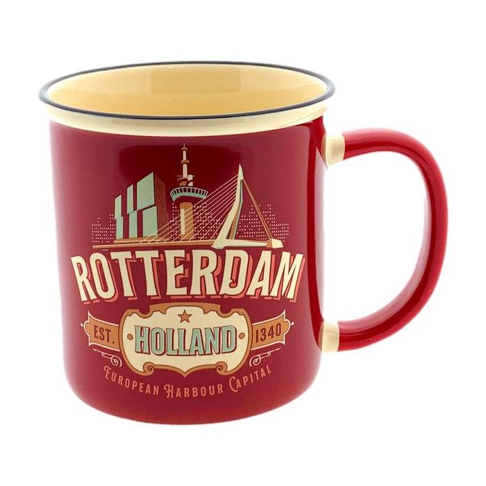 Beker Vintage Rotterdam Rood - Groot
