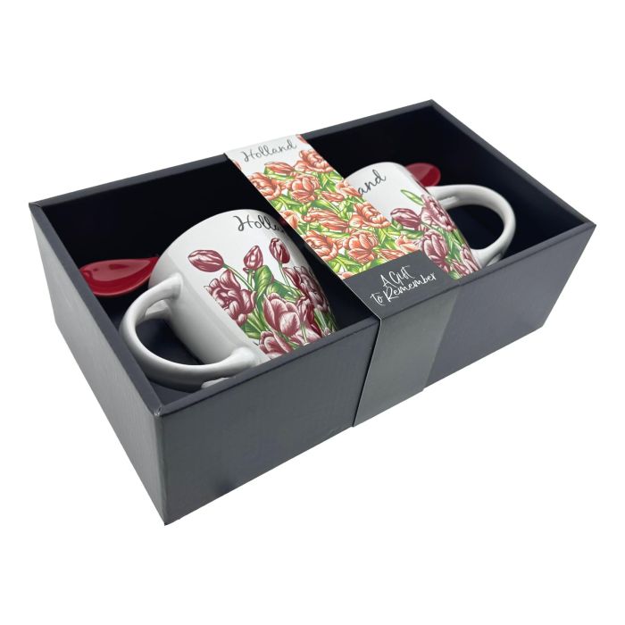 Koffie mokken set 2 bekers "Rode Tulpen"