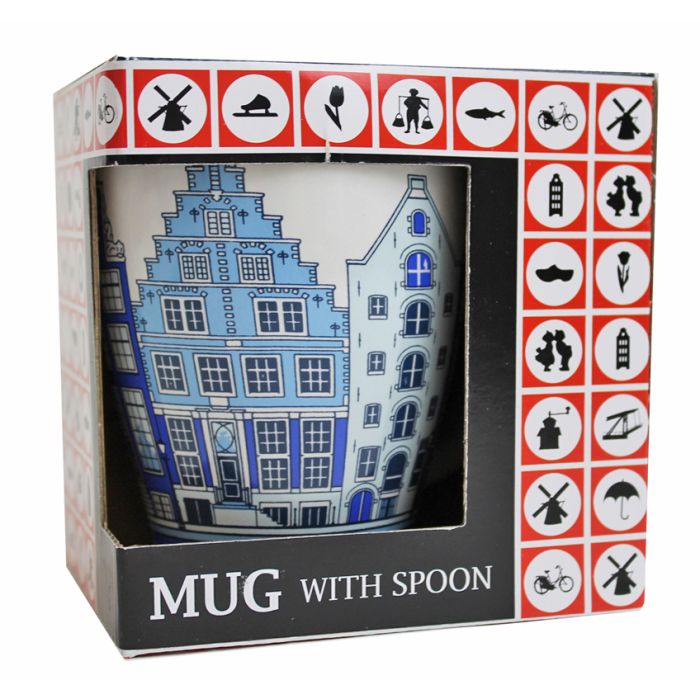 Mok amsterdam blauw met lepel