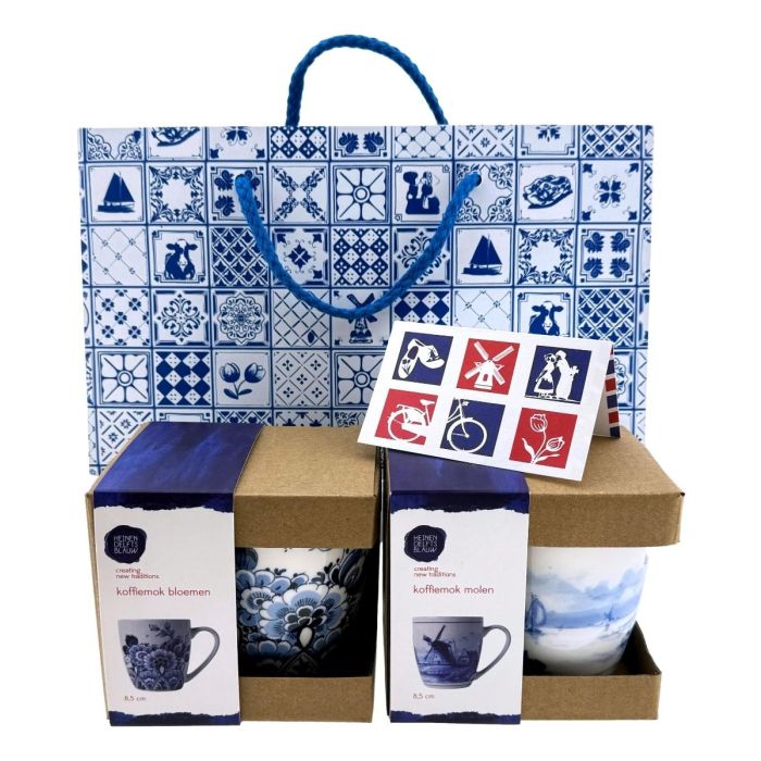 Cadeautas met Delfts Blauwe Thee Mokjes (Groot) 
