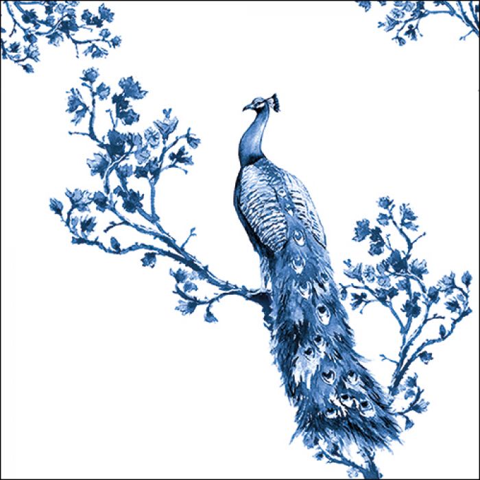 Packet of Napkins Royal peacock, Delft Blue