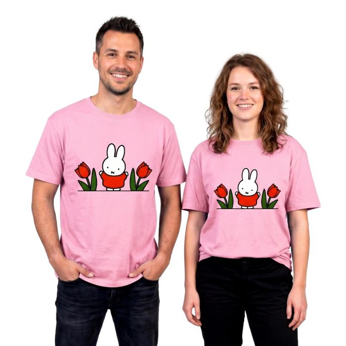 Unisex Nijntje T-shirt - Roze met tulpen