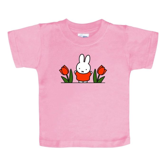 Unisex Nijntje T-shirt - Roze met tulpen