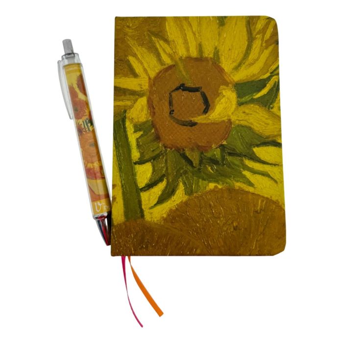 Notitieboek A6 Zonnebloemen  met pen - Hardcover met Goudsnede