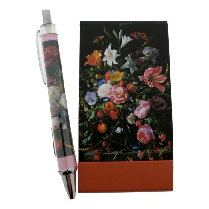 Notitieboekje en pen "Vaas met bloemen"