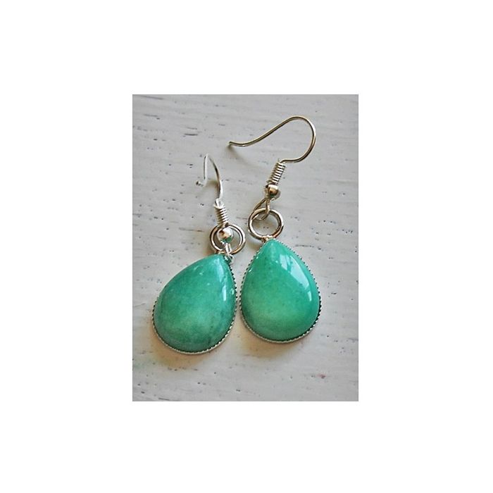 Set green Jade drop earrings 18x13mm
