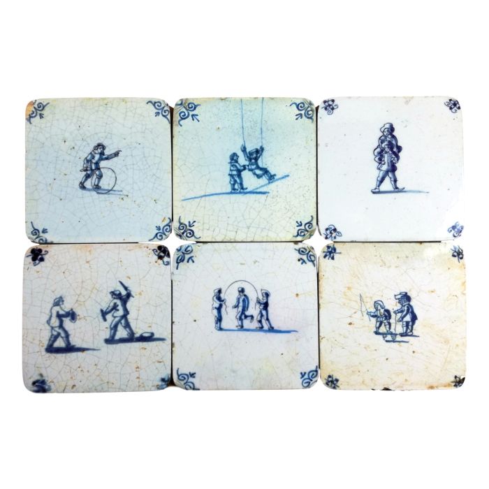 Coasters delftblue tiles with playing children