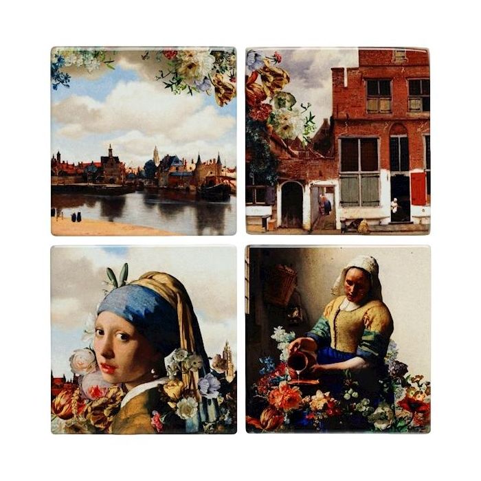 Onderzetters Vermeer (keramiek), 4 stuks