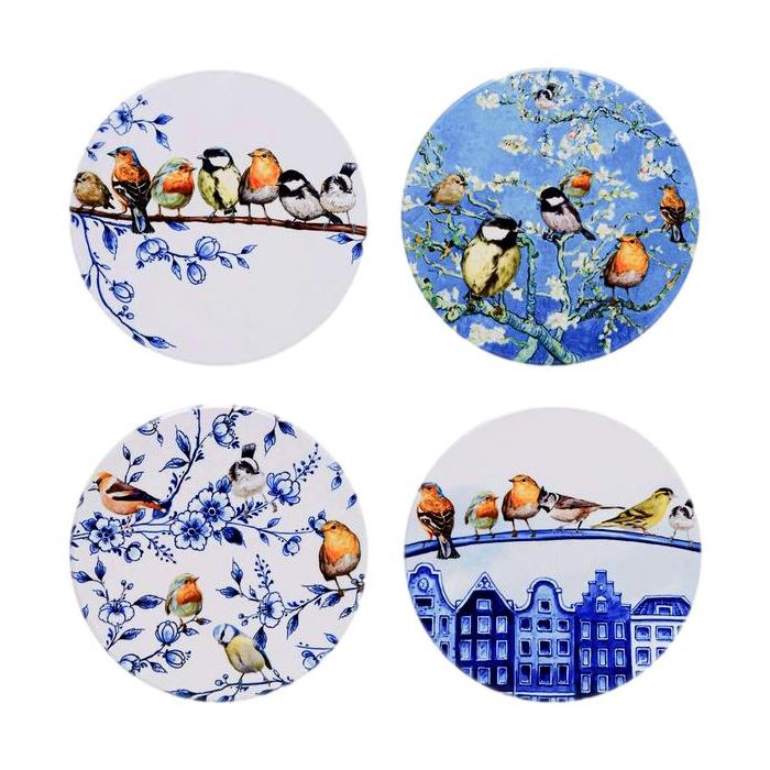 Coasters Forest Birds - Round - Ceramic - set of 4