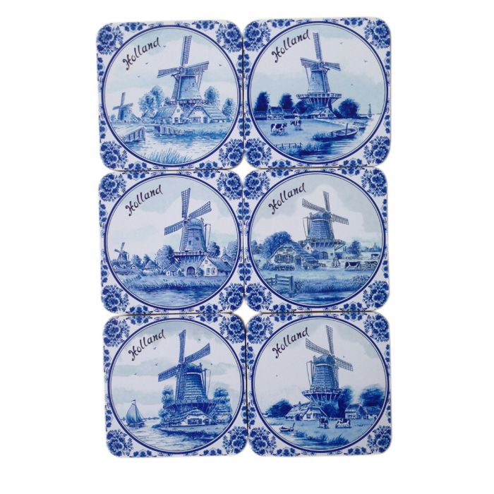 Onderzetters Hollandse Molens Delftsblauw