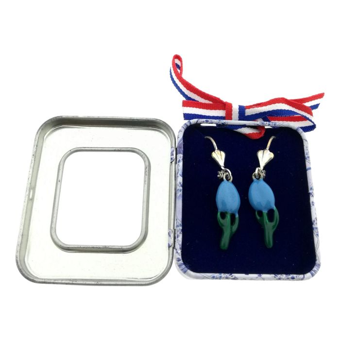 Oorbellen blauw tulpje 