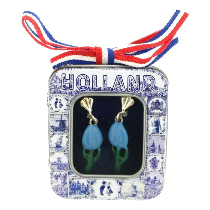 Oorbellen blauw tulpje 