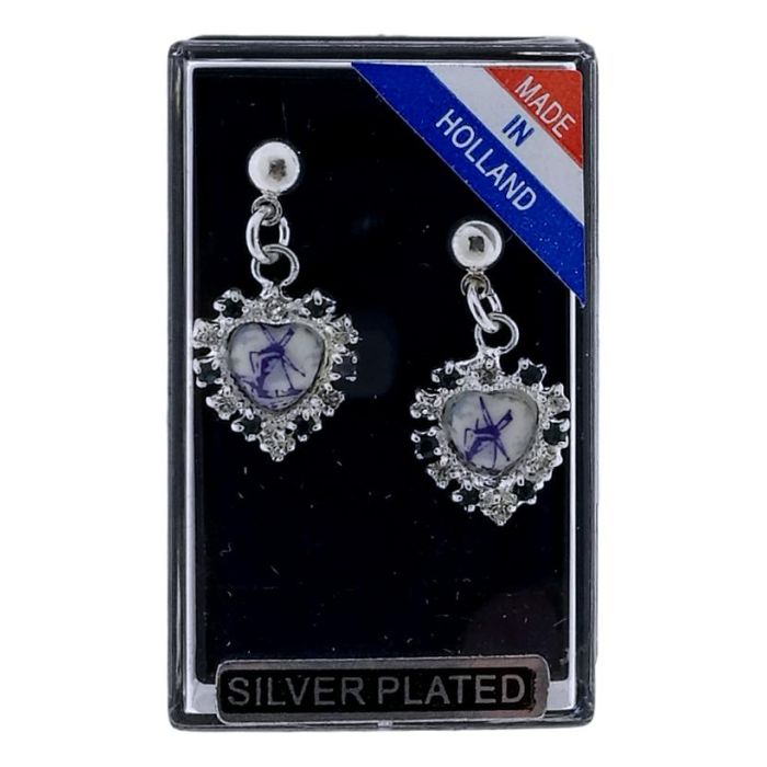 Oorbellen Zilver "Landschap Hart Kristallen Wit/Blauw"
