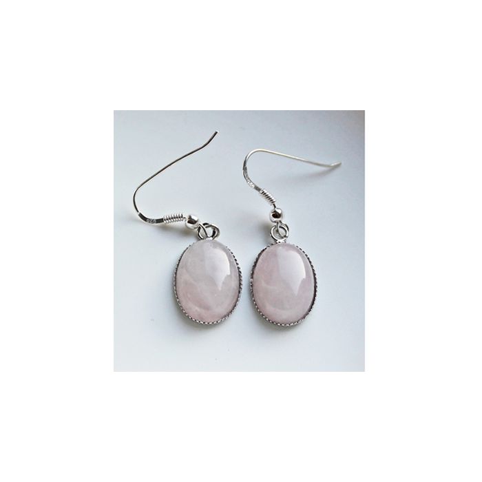 Set Rosequartz oval earrings 18x14mm