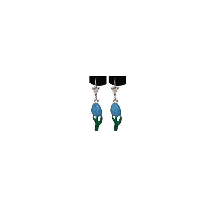 Oorbellen blauw tulpje 