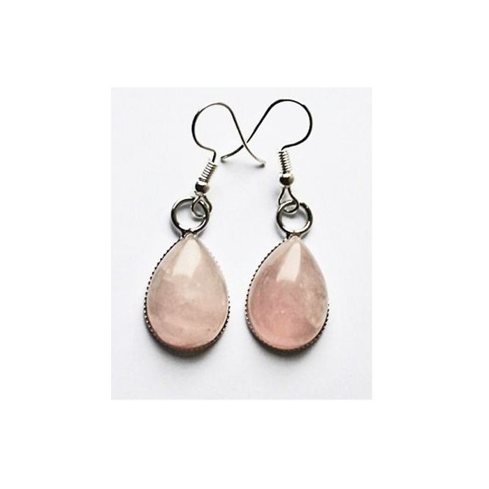 Set Rosequarts drop earrings, 18x14mm