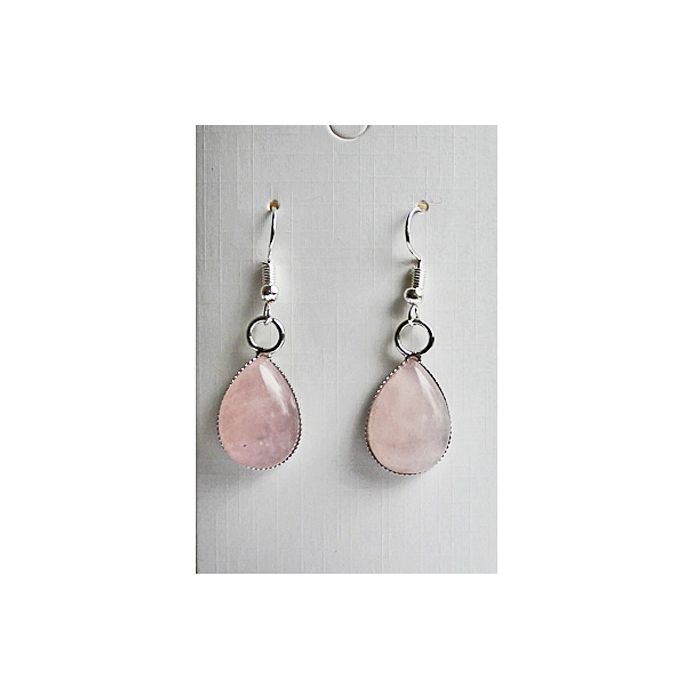 Set Rosequarts drop earrings, 18x14mm