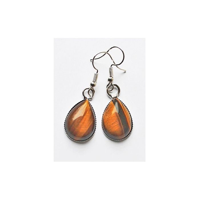 Set Tiger eye drop earrings 18x13mm