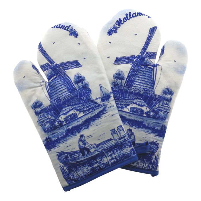 Ovenwanten Hollandse Molen Blauw