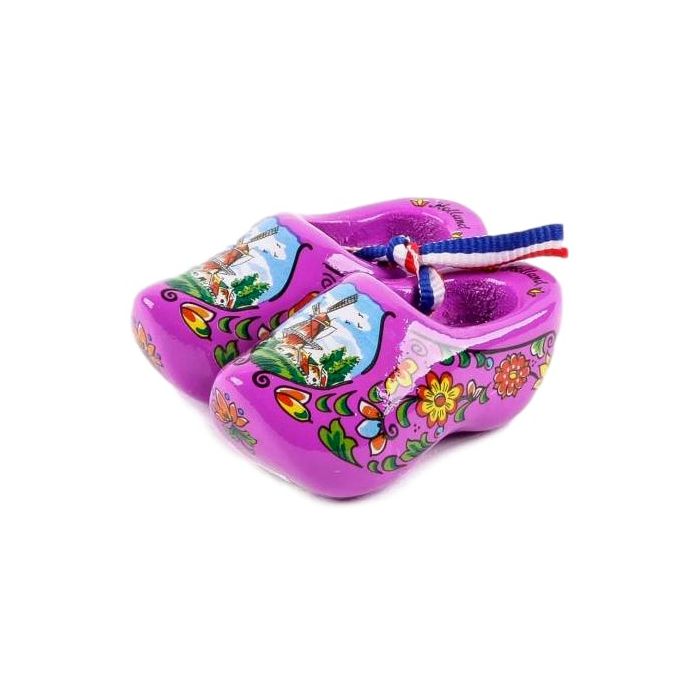 Set houten klompjes 6cm, Paars