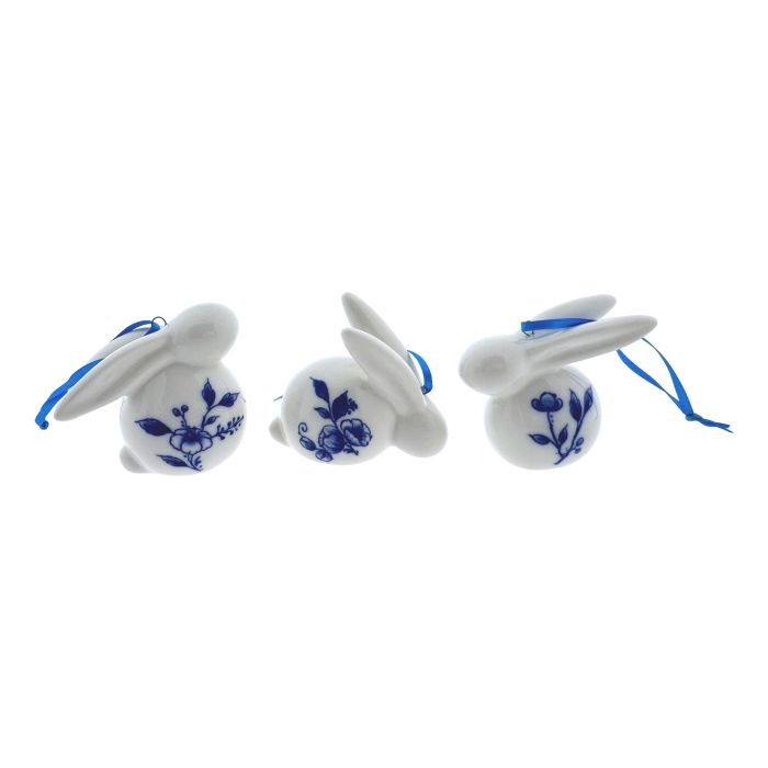 Delfts Blauwe Paashangers - Konijn - Set van 3