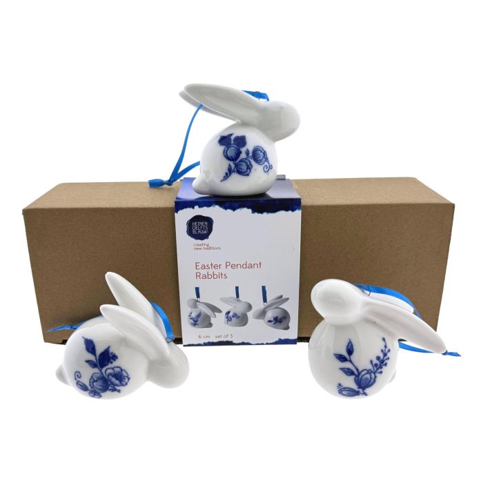 Delfts Blauwe Paashangers - Konijn - Set van 3