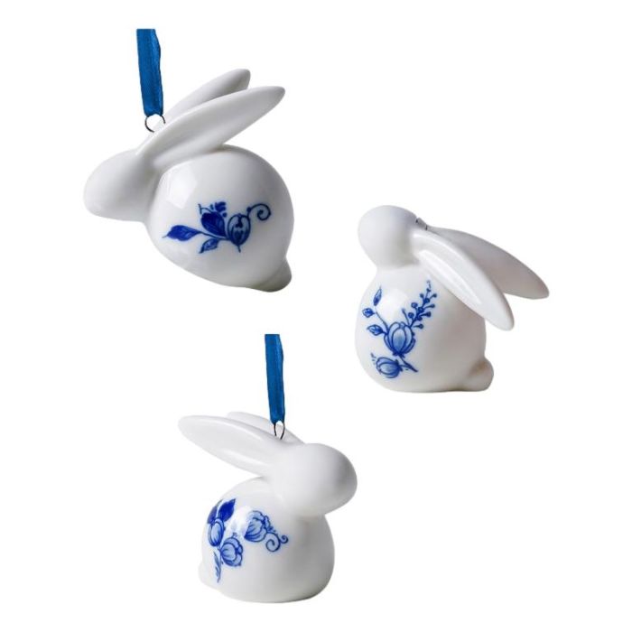 Delfts Blauwe Paashangers - Konijn - Set van 3