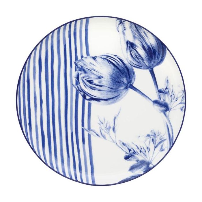 Dinerbord Tulp met strepen & versiering, 26 cm