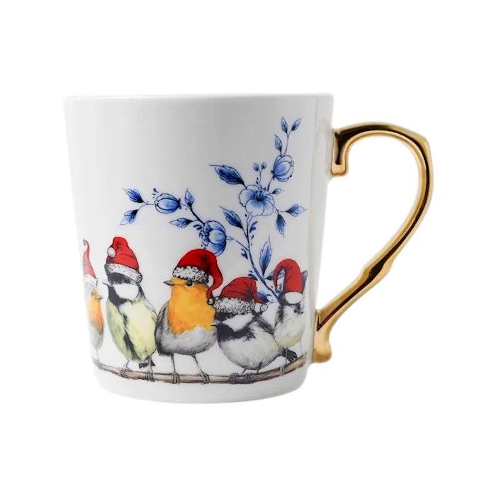 Mug Forest birds with Santa hat