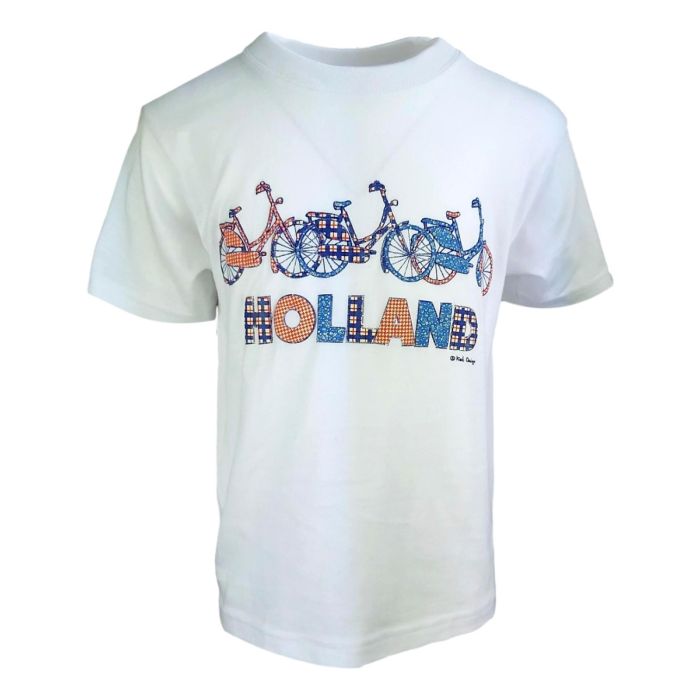 T-shirt Holland Fietsen patch, wit