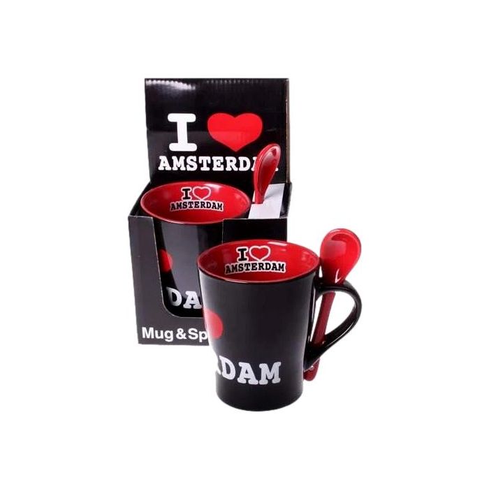 Mok I Love Amsterdam + Lepel