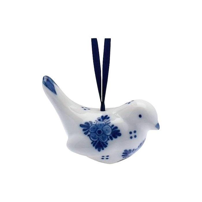 Christmas pendant Delft blue bird with flower