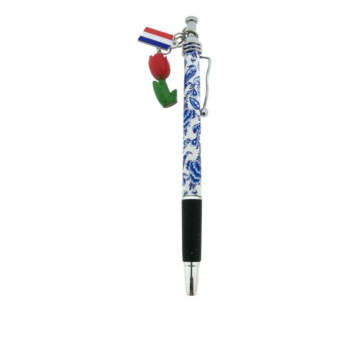 Pen Delfts blauw met Rode tulp bedel