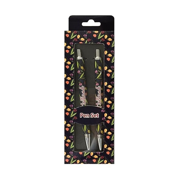 Set of 2 pens - Navy Tulips