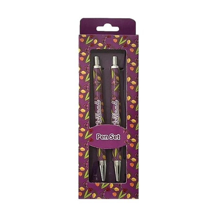 Set of 2 pens - Purple Tulips