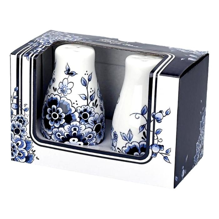 Delft Blue Salt and Pepper Shakers - Floral Motif (8 cm)