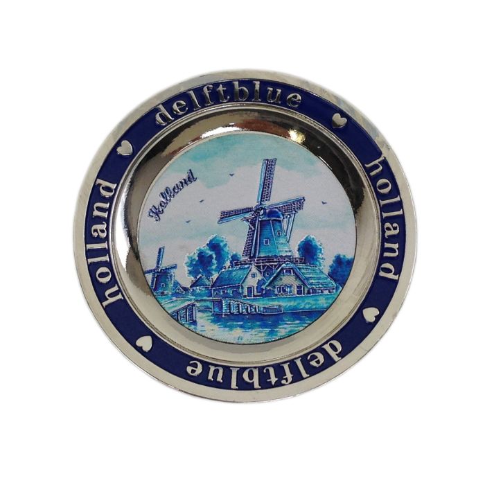 Fridge Magnet delftblue mill, metal