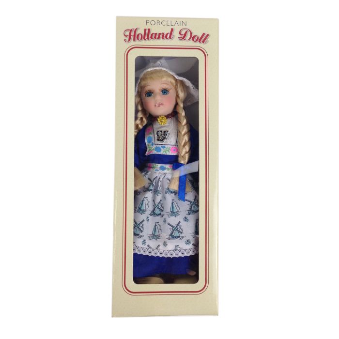 Klederdracht pop Volendam blauw, 26cm