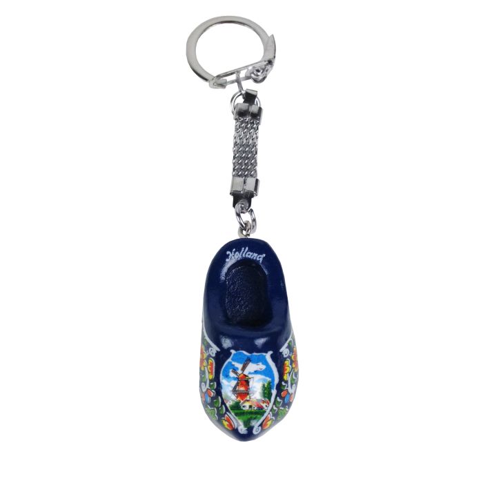 Sleutelhanger 1 houten klompje, blauw