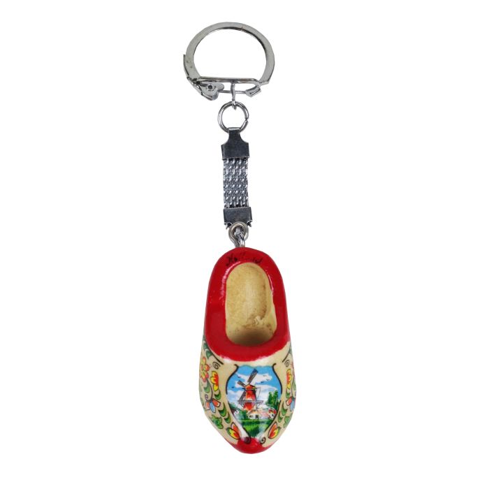 Sleutelhanger 1 houten klompje, rode zool