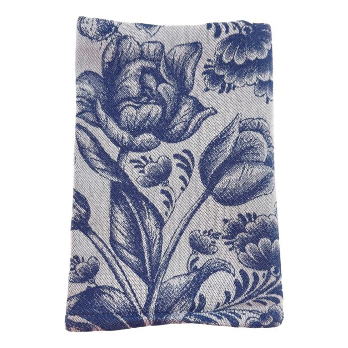 Theedoek Delfts Blauw - Tulpenmotief