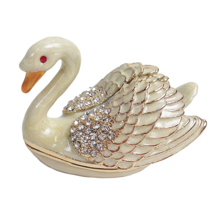 Witte zwaan met kroon in Cadeaudoosje