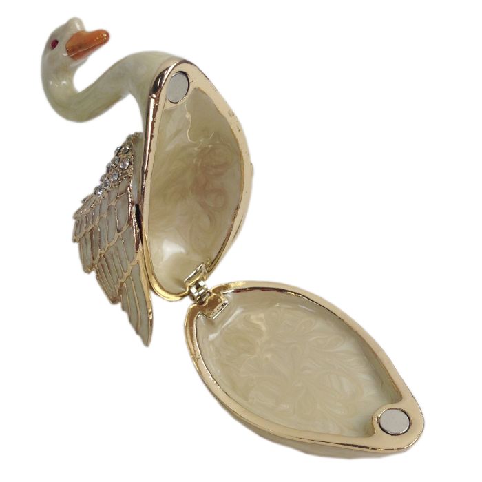 Witte zwaan met kroon in Cadeaudoosje