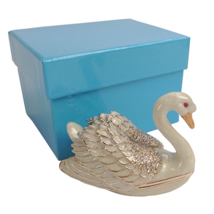Witte zwaan met kroon in Cadeaudoosje